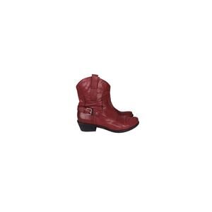 Franco Sarto Womens 8 Waco Leather Ankle Boots Red Western Coastal Cowgirl Y2K